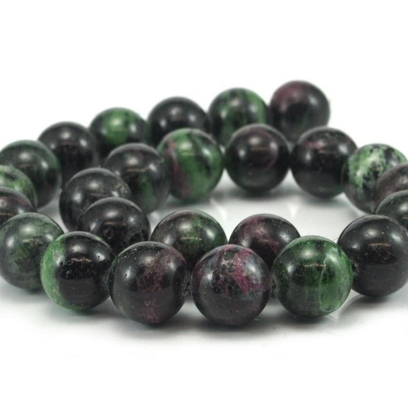Ruby-Zoisite Smooth Rounds 16mm Strand