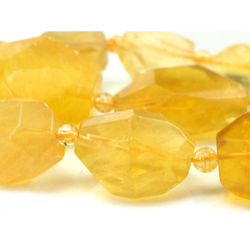 Yellow Fluorite Faceted Chunks Strand