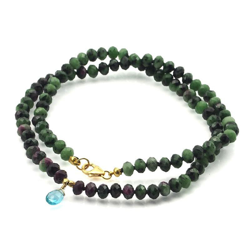Ruby Zoisite Necklace With Gold Filled Trigger Clasp