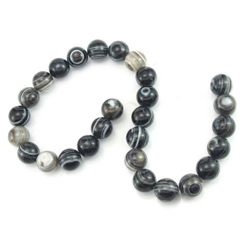 Banded Agate Smooth Round 14mm Strand