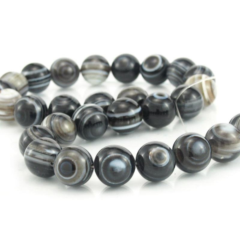 Banded Agate Smooth Round 14mm Strand