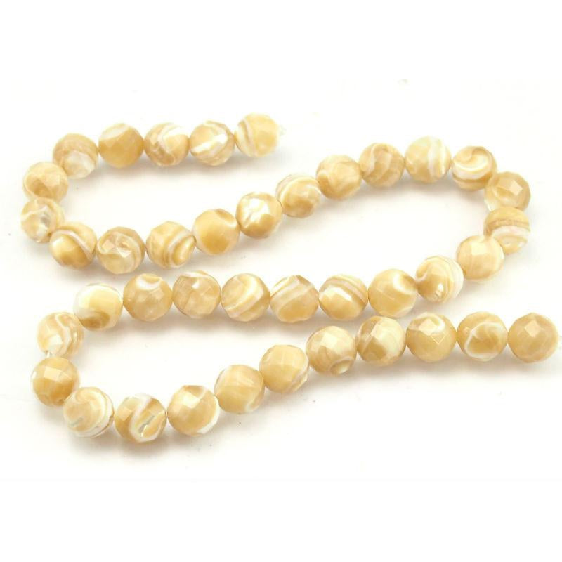 Mother of Pearl Faceted Rounds 10mm Strand