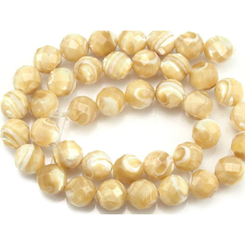 Mother of Pearl Faceted Rounds 10mm Strand