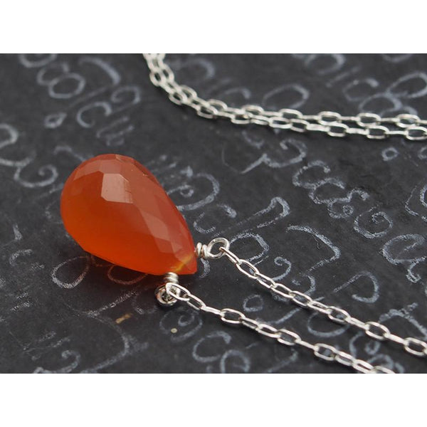 Carnelian Necklace on Sterling Silver Chain and Sterling Silver Trigger Clasp