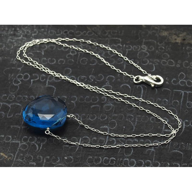Blue Topaz Pendant Necklace On Sterling Silver Chain With Sterling Silver Trigger Clasp
