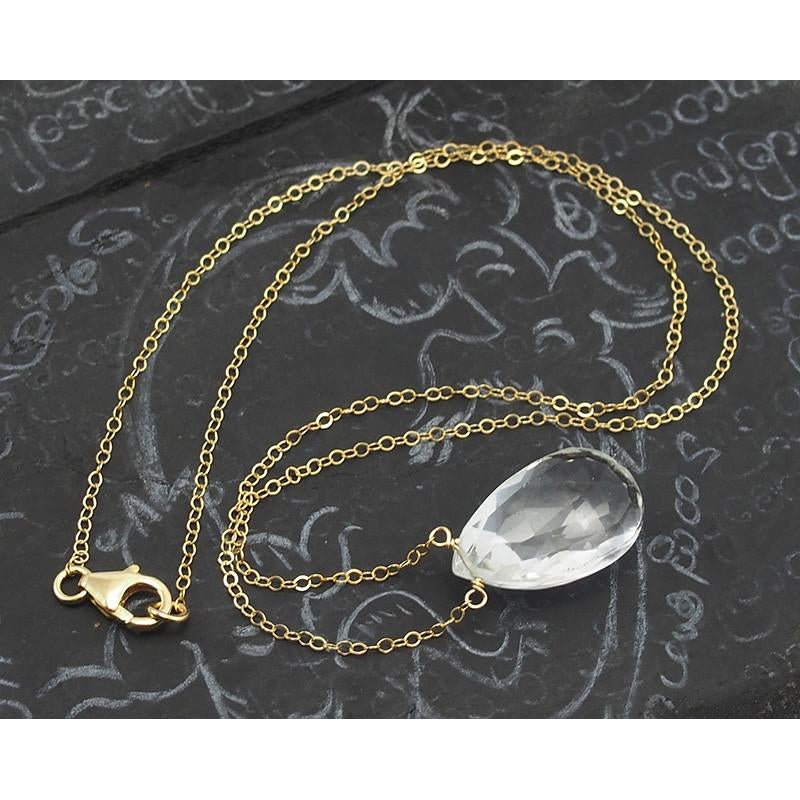 Crystal Quartz Necklace on Gold Filled Chain with Gold Filled Trigger Clasp