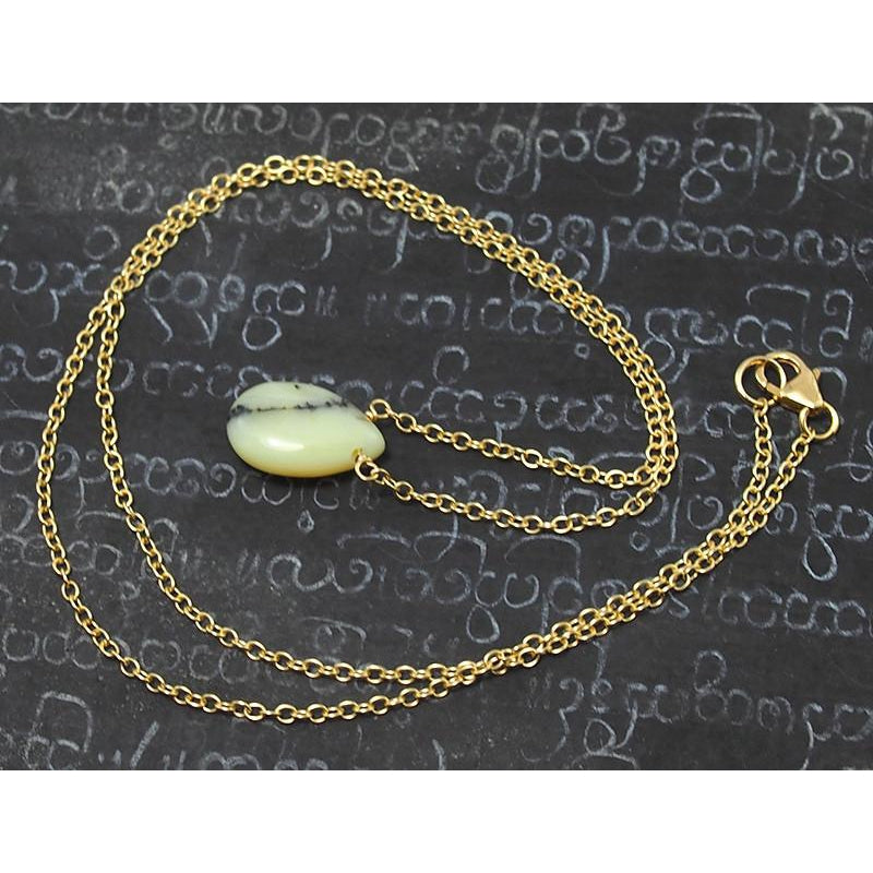 Yellow Opal Necklace On Gold Filled Chain With Gold Filled Trigger Clasp