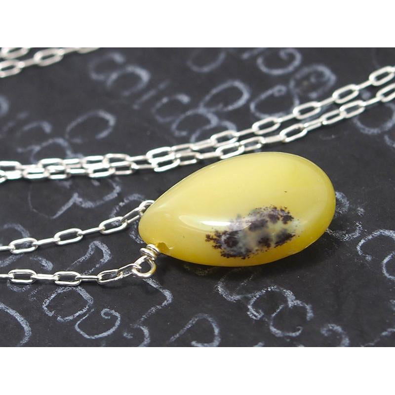 Yellow Opal Necklace On Sterling Silver Chain With Sterling Silver Trigger Clasp