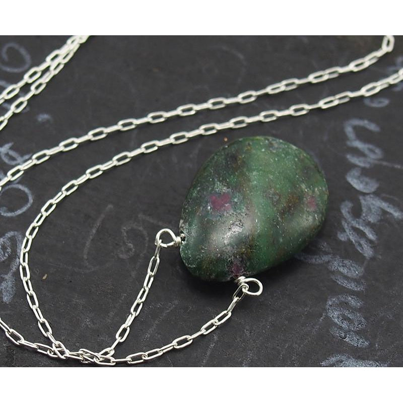 Zoisite Necklace On Sterling Silver Chain With Sterling Silver Lobster Clasp
