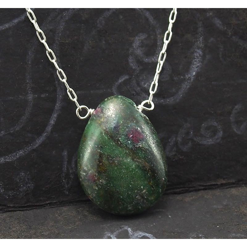 Zoisite Necklace On Sterling Silver Chain With Sterling Silver Lobster Clasp