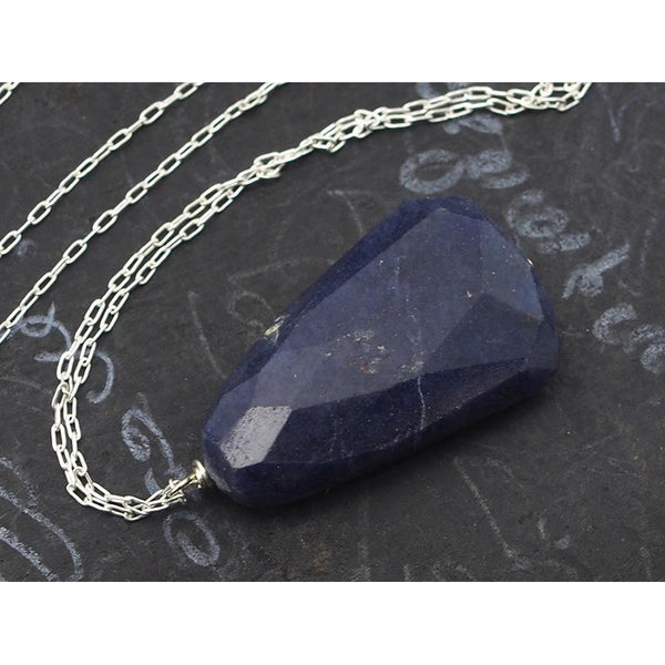 Natural Blue Aventurine Necklace On Sterling Silver Chain With Sterling Silver Trigger Clasp