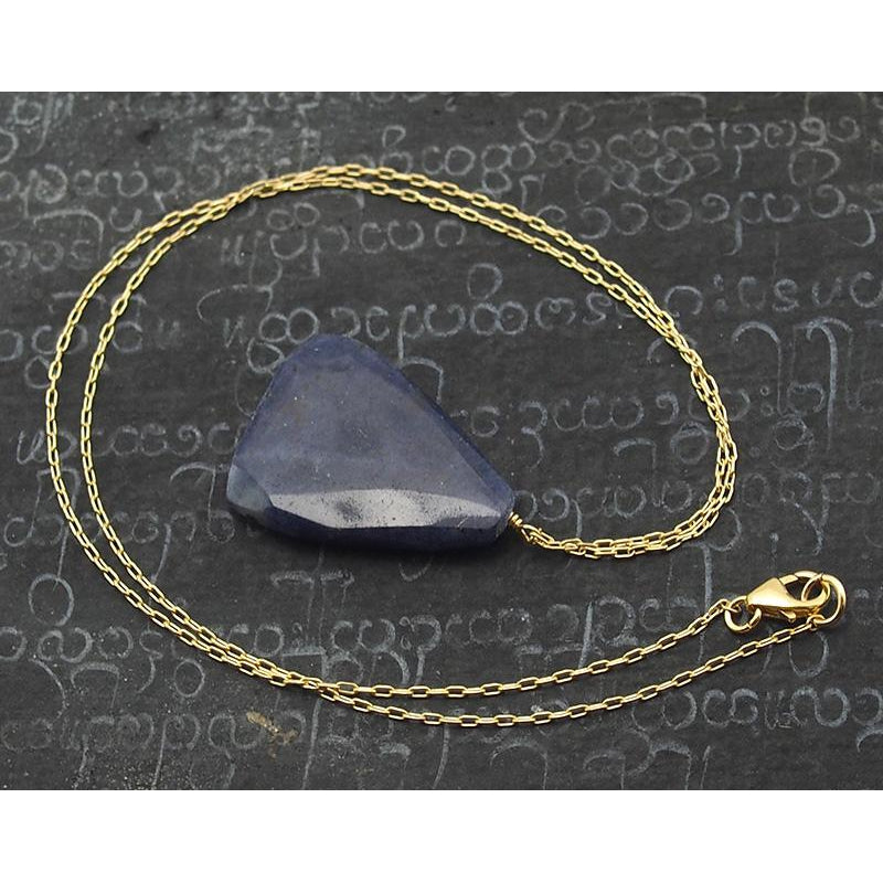 Natural Blue Aventurine Necklace On Gold Filled Chain With Gold Filled Trigger Clasp
