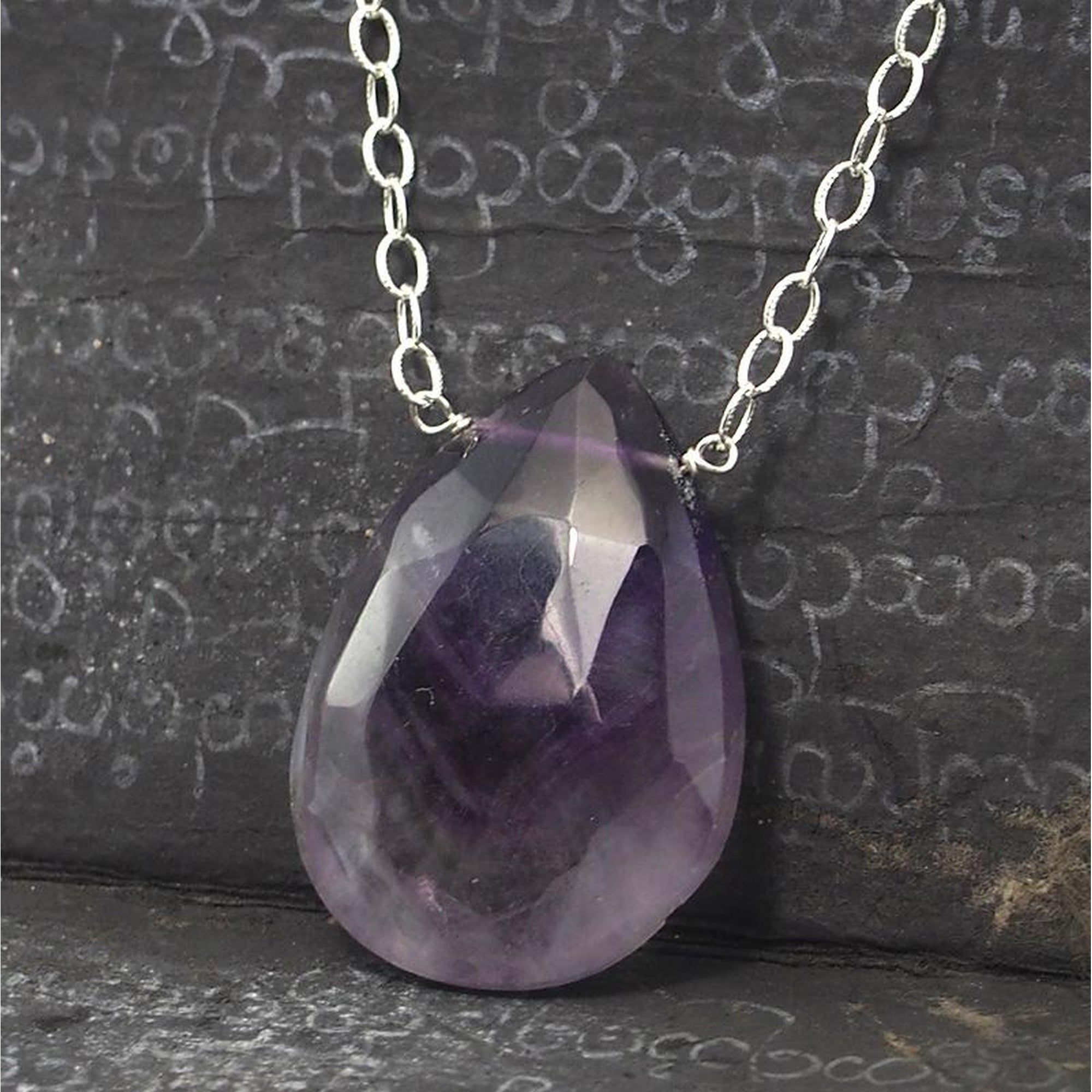 Natural Chevron Amethyst Necklace On Sterling Silver Chain with Sterli –  Beads of Paradise