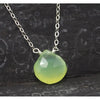 Green Apple Chalcedony Necklace On Sterling Silver Chain With Sterling Silver Lobster Claw Clasp