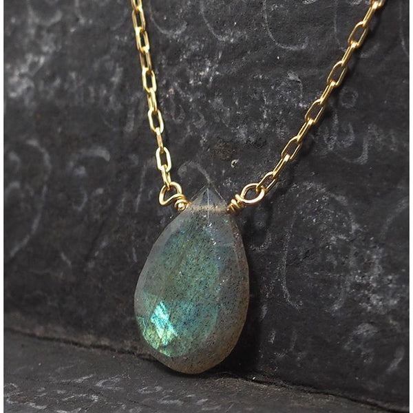 Labradorite Necklace On Gold Filled Chain With Sterling Gold Filled Trigger Clasp