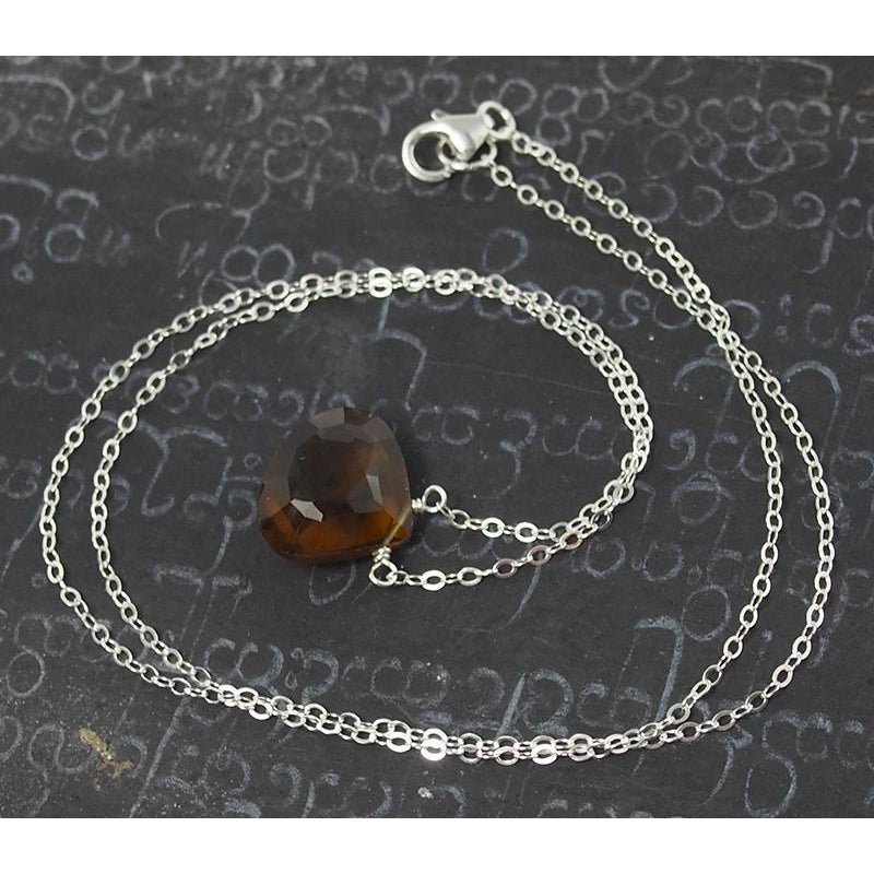 Beer Quartz Necklace On Sterling Silver Chain With Sterling Silver Trigger Clasp