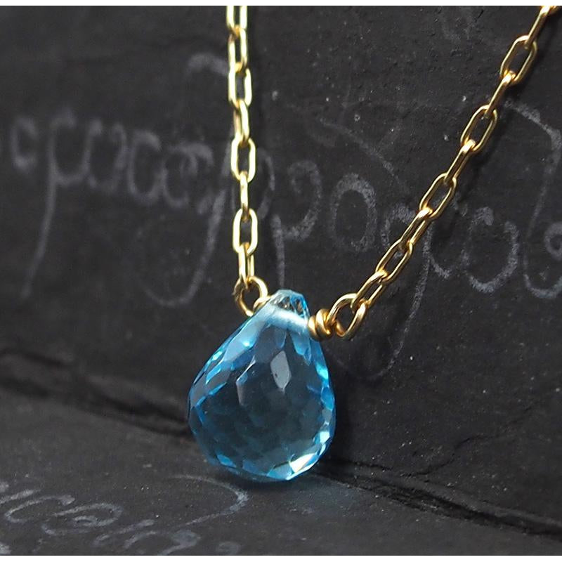 Blue Topaz Necklace On Gold Filled Chain With Gold Filled Trigger Clasp 3