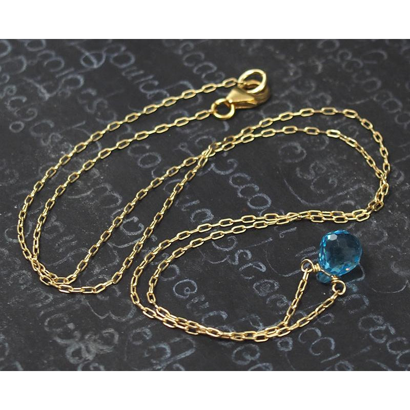 Blue Topaz Necklace On Gold Filled Chain With Gold Filled Trigger Clasp 3