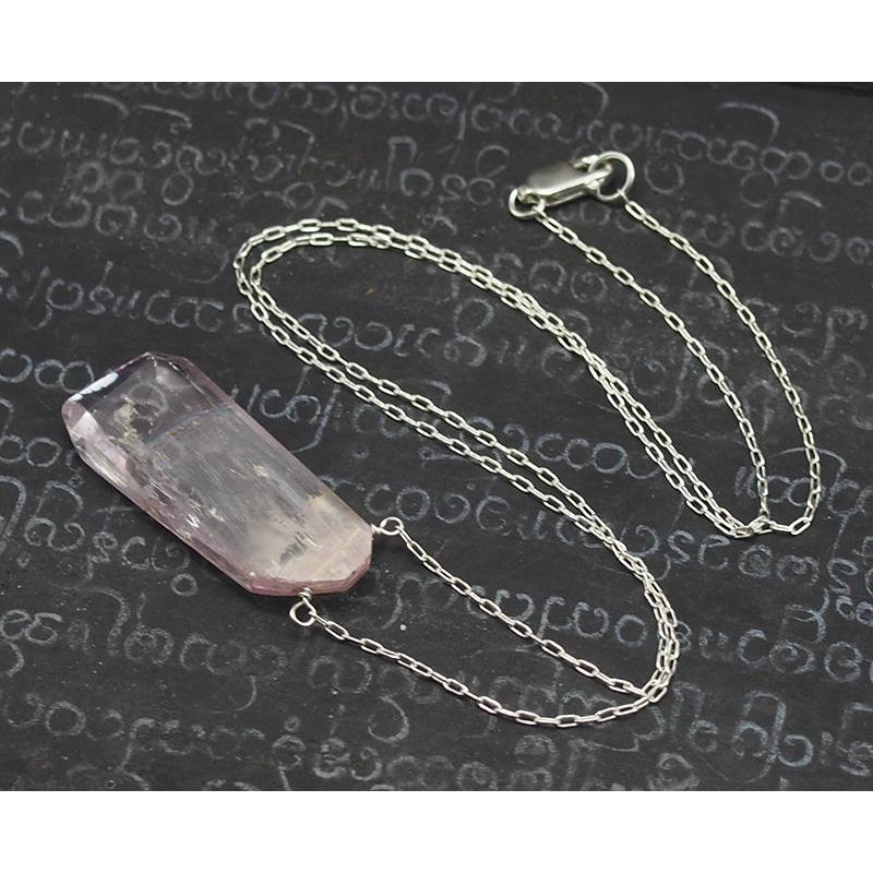 Natural Kunzite Necklace On Sterling Silver Chain With Sterling Silver Lobster Clasp
