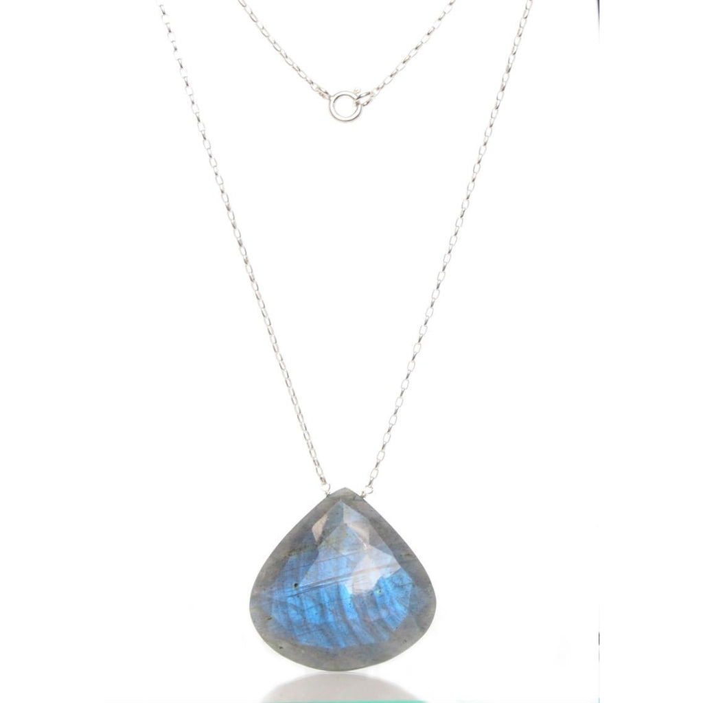Labradorite Pendant Necklace with Sterling Silver Spring Clasp