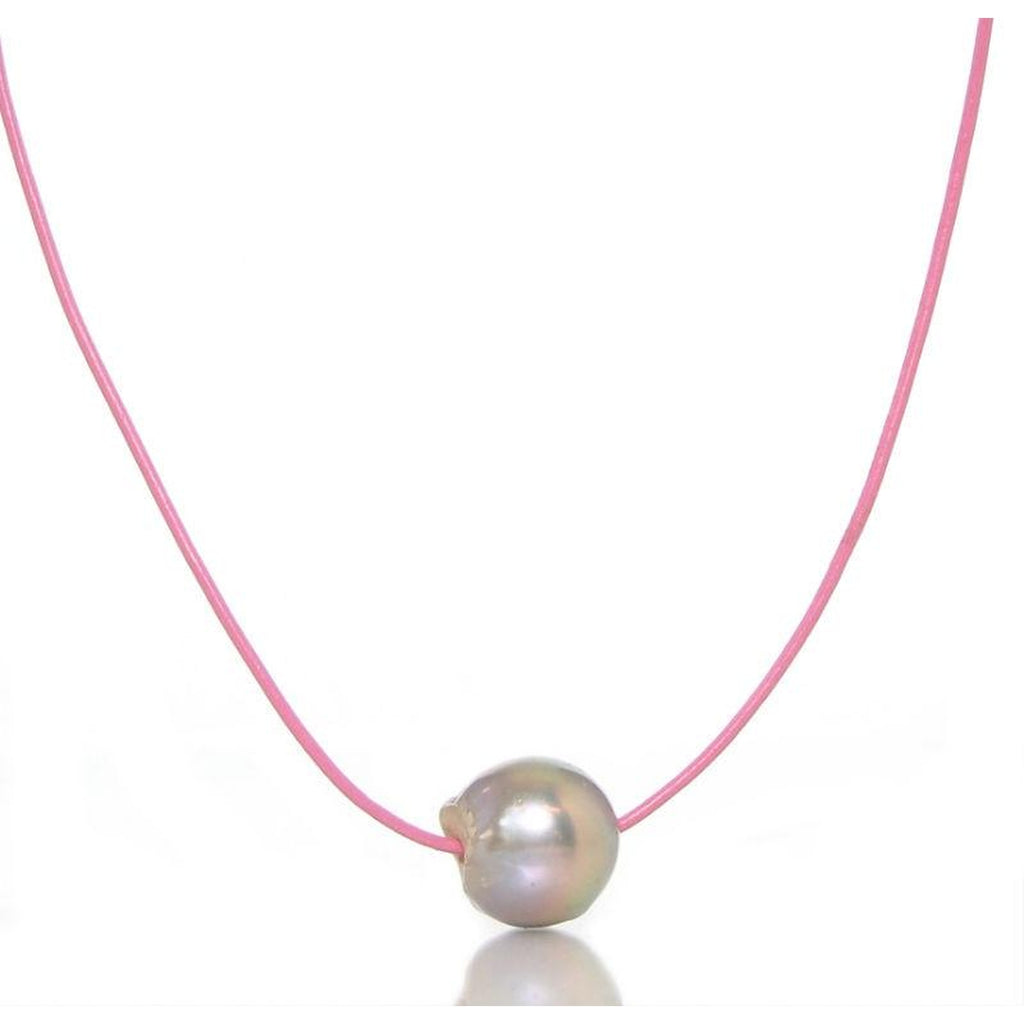 Fresh Water Pearl Bead Adjustable Leather Necklace