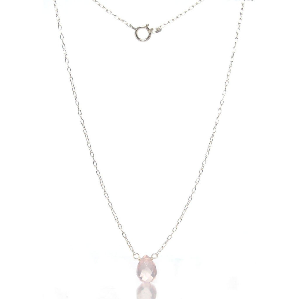 Rose Quartz Necklace with Sterling Silver Spring Clasp