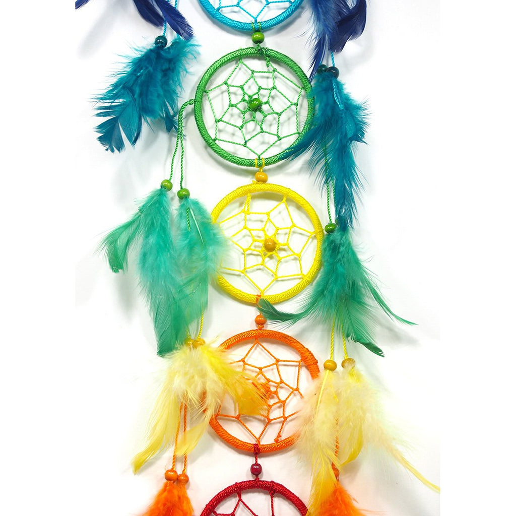 Rainbow Feather Dreamcatcher Wall Hanging