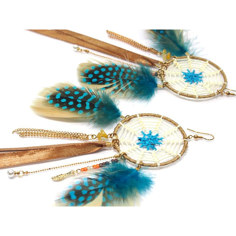 Sold Navajo Dreamcatcher Feather Turquoise Sterling Silver Feather Earrings  - Native American | Native American Jewelry