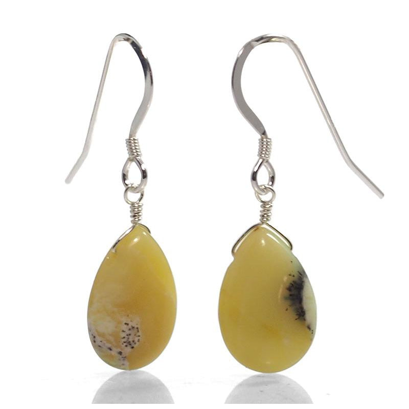 Yellow Opal Earrings With Sterling Silver French Ear Wires