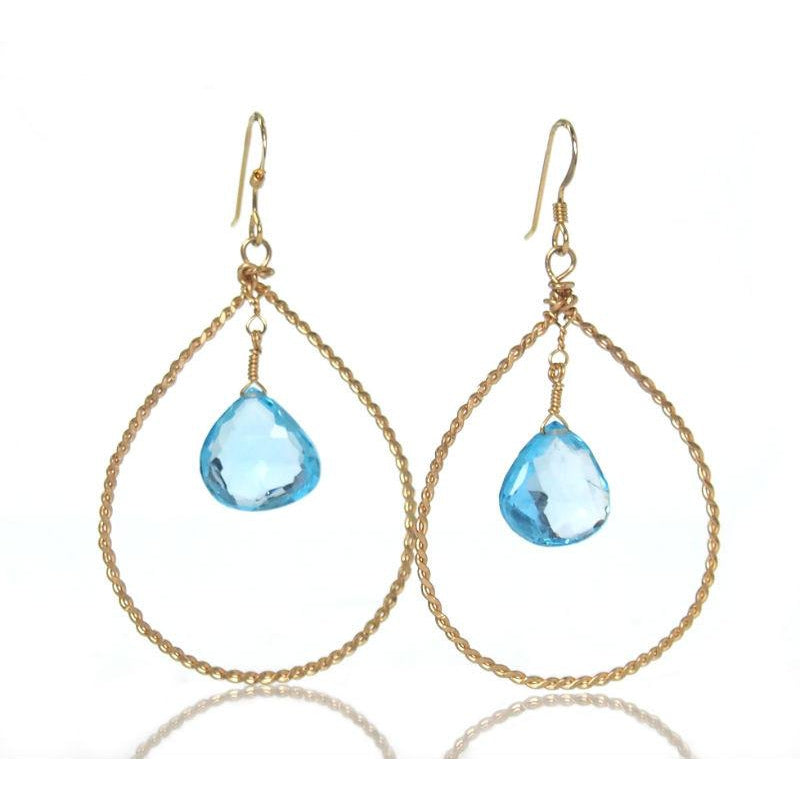 Blue Topaz Earrings with Gold Filled French Wires