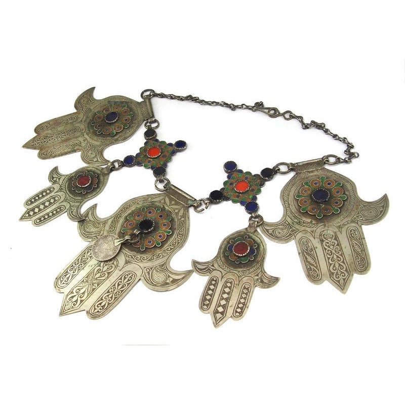 Hamsa Heirloom Grande Necklace From Tiznit, Morocco