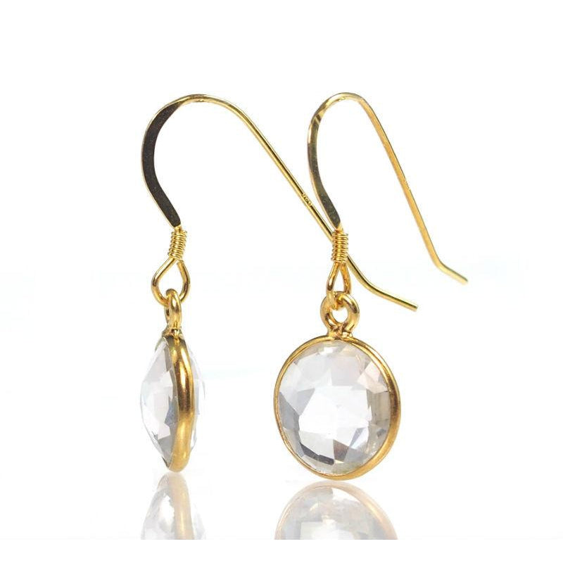 Crystal Quartz Earrings with Gold Plated French Ear Wires