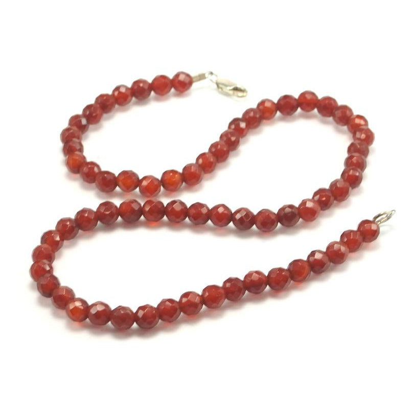 Carnelian Necklace with Sterling Silver Lobster Claw Clasp