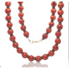 Coral and Brass Necklace with Gold Filled Trigger Clasp