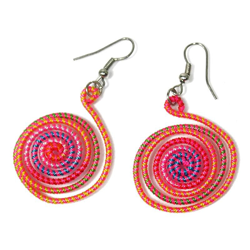 Fabric Spiral Hilltribe Earrings, A
