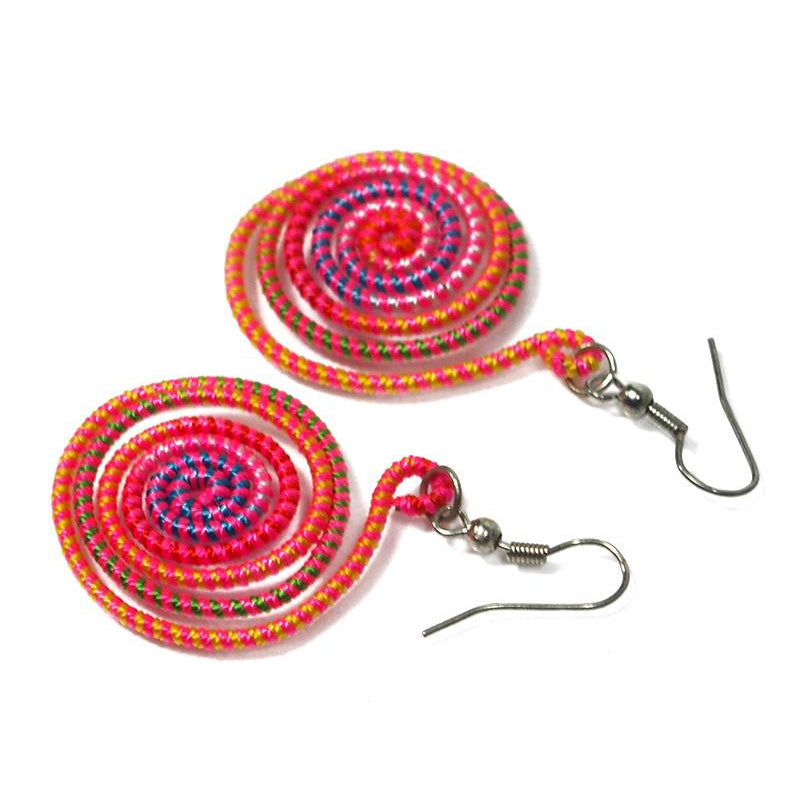 Fabric Spiral Hilltribe Earrings, A
