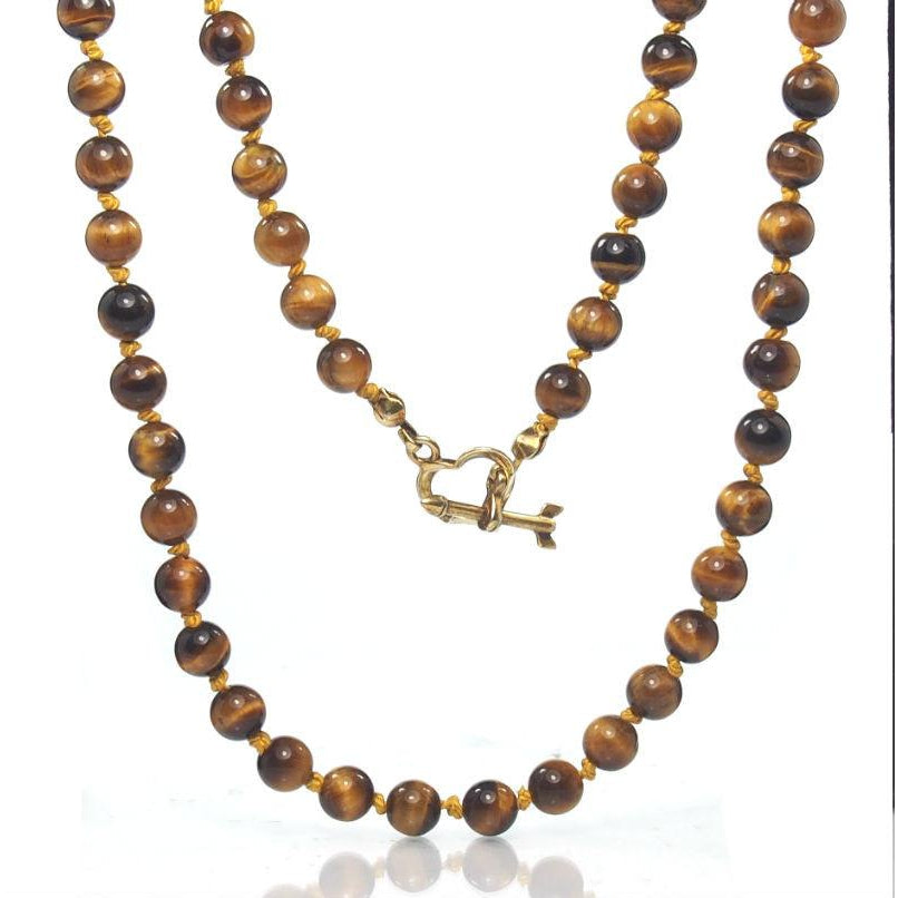 Tiger's Eye Necklace with Gold Plated Toggle Clasp