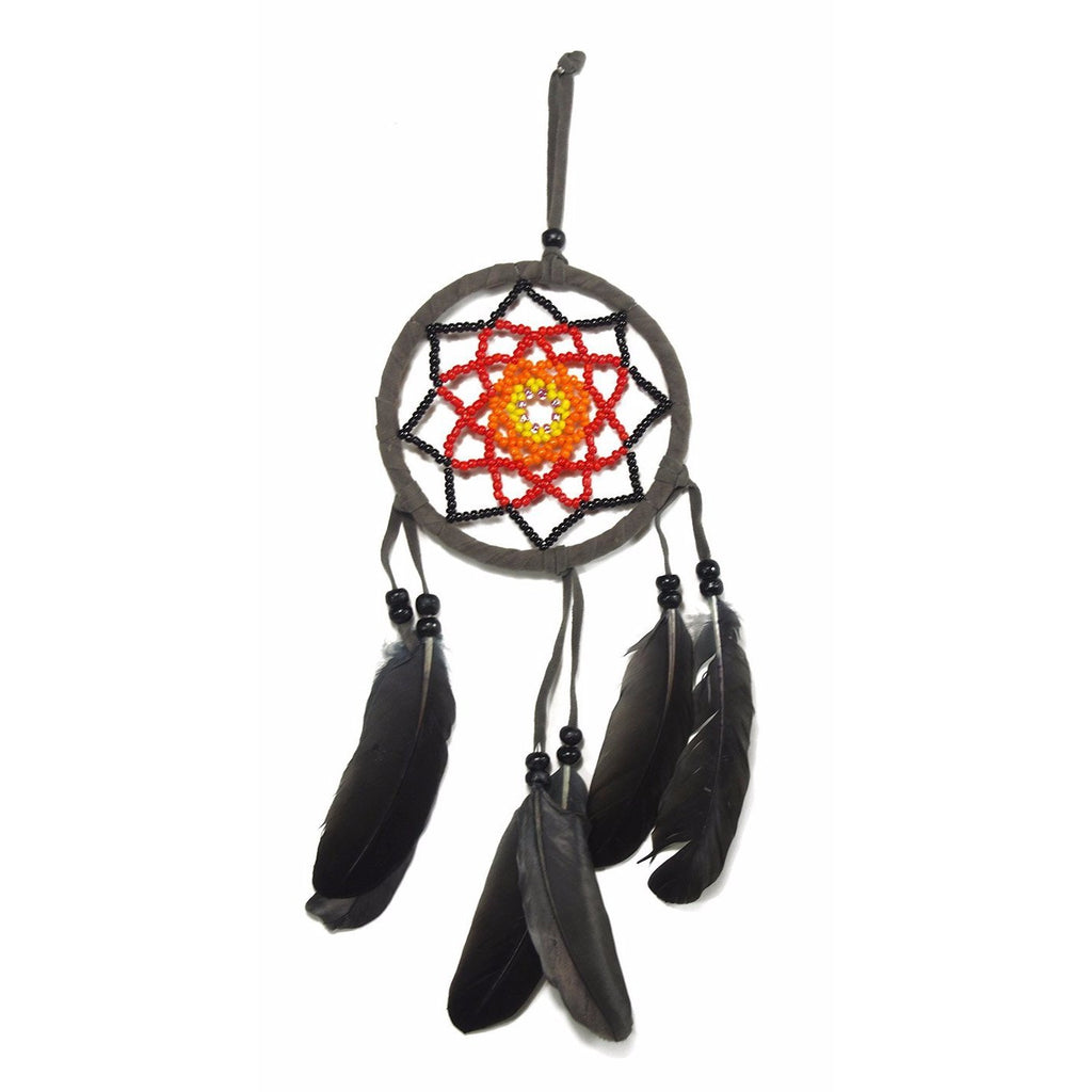 Dreamcatcher Wall Hanging With Seed Beads (A) Grey