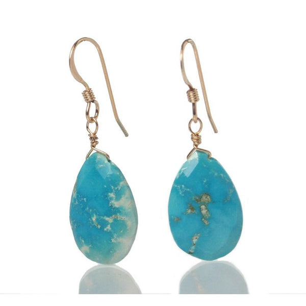 Sleeping Beauty Turquoise Earrings with Gold Filled French Ear Wires