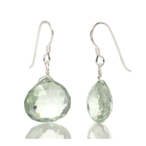 Green Amethyst Earrings with Sterling Silver French Ear Wires