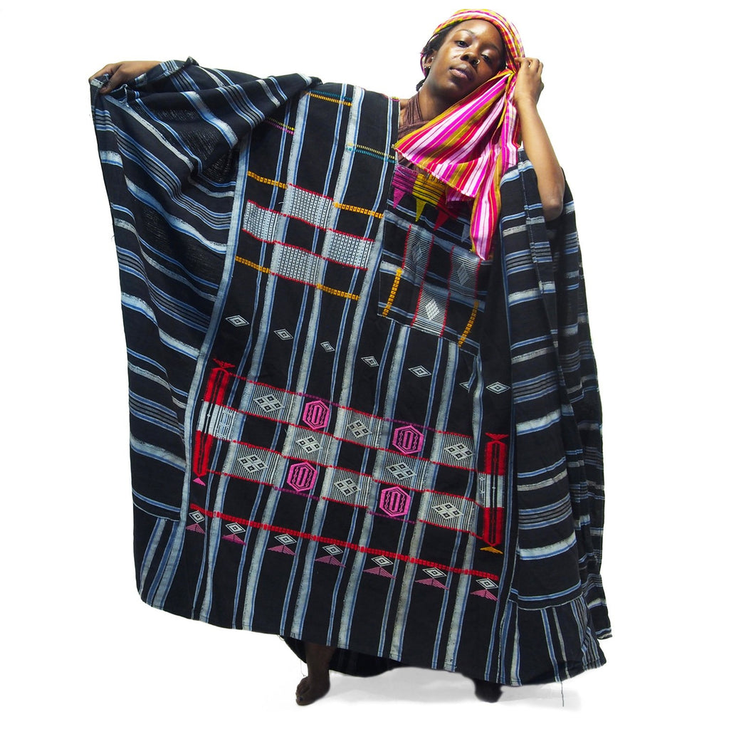 Hausa Grand Bou Bou From Nigeria With Northern Thai Woven Heirloom Wrap 2