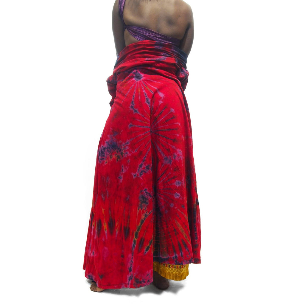 Tie Dye Kimono-Style Long Jacket Red With Thai Printed Fisherman Pant 5