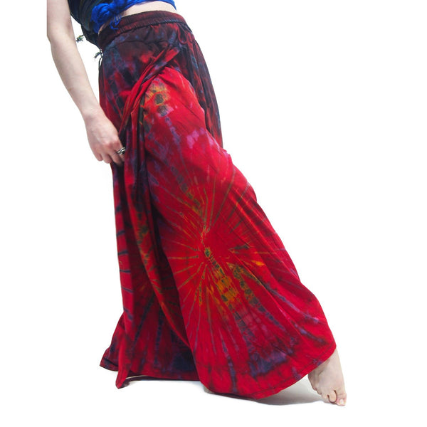 Tie Dye Open-Leg Pant Red With Sumba Indonesia Ikat Scarf 19