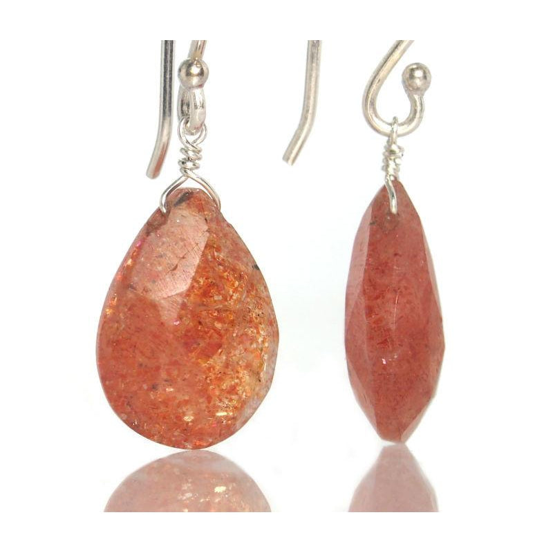Sunstone Earrings with Sterling Silver French Ear Wires