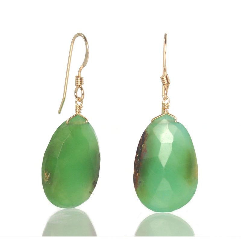 Chrysoprase Earrings with Gold Filled French Ear Wires