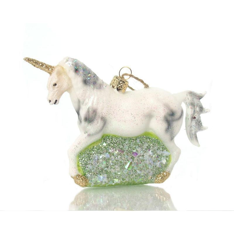 Glitter Unicorn Glass Ornament