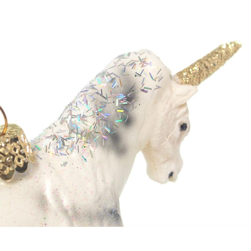Glitter Unicorn Glass Ornament