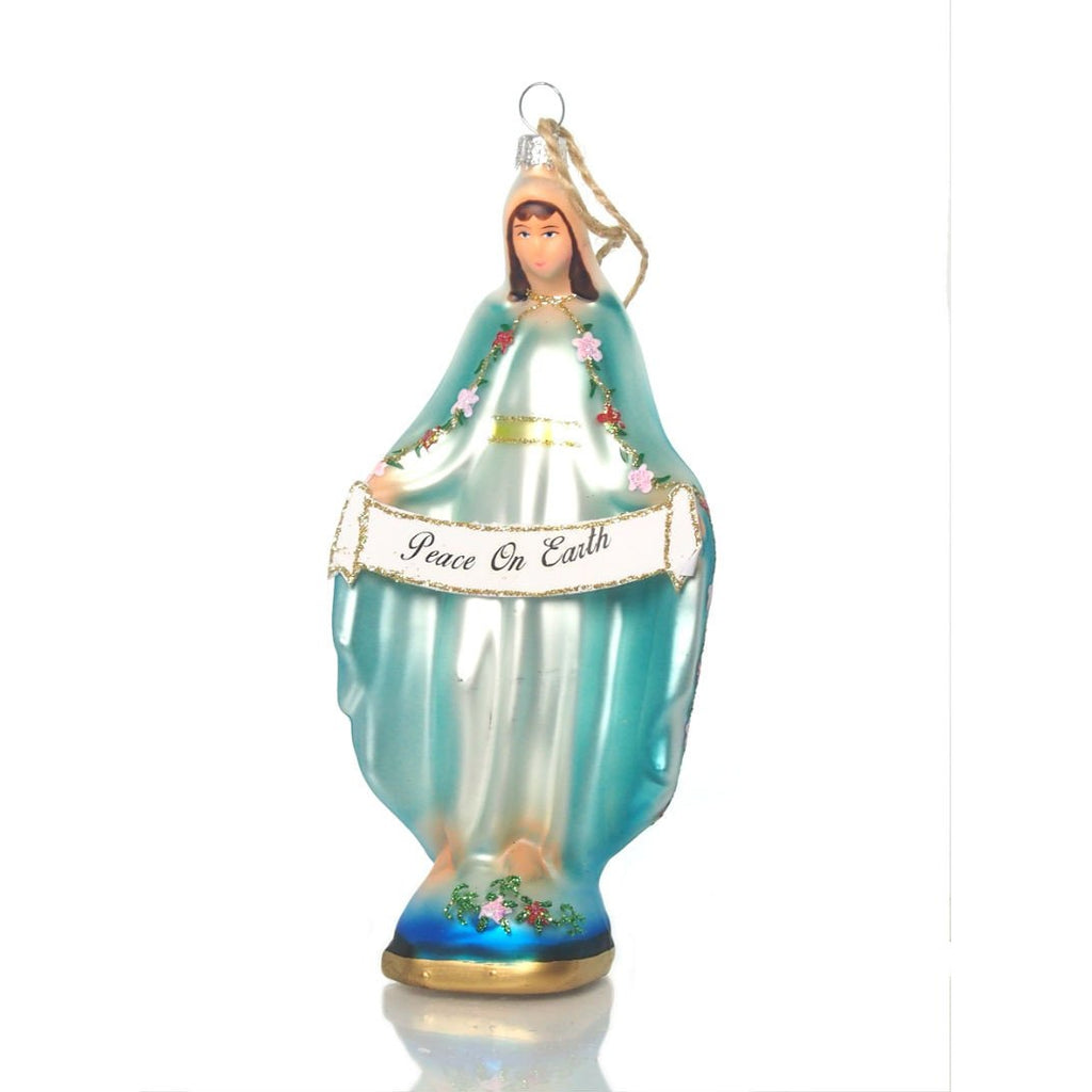 Blessed Mary Peace On Earth Glass Ornament
