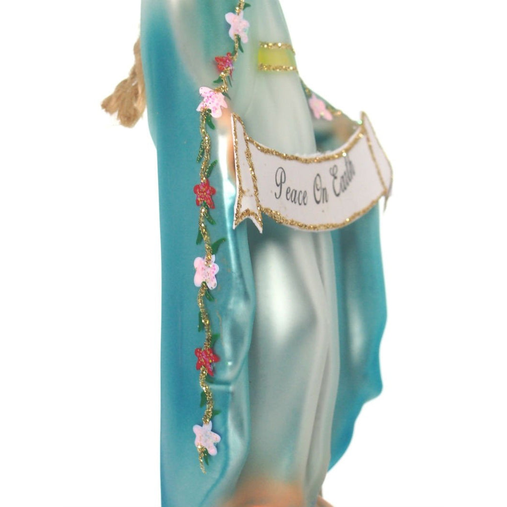 Blessed Mary Peace On Earth Glass Ornament