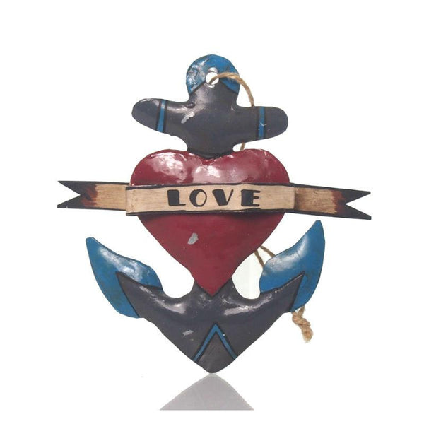 Tin Love Anchor Ornament